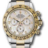 Rolex Yellow Rolesor Cosmograph Daytona 40 Watch - Mother-Of-Pearl Diamond Dial - 116503 md