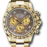 Rolex Yellow Gold Cosmograph Daytona 40 Watch - Dark Mother-Of-Pearl And Gold Crystal Diamond Dial - 116508 dkmd