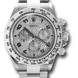 Rolex White Gold Cosmograph Daytona 40 Watch - Pave Diamond Arabic Dial - 116509 pave