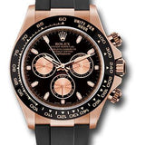 Rolex Everose Gold Cosmograph Daytona 40 Watch - Black Index Dial - Black Oysterflex Strap - 116515LN bkpof