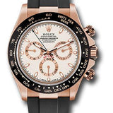 Rolex Everose Gold Cosmograph Daytona 40 Watch - Ivory Colored Index Dial - Black Oysterflex Strap - 116515LN iiof