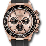 Rolex Everose Gold Cosmograph Daytona 40 Watch - Pink Index Dial - Black Oysterflex Strap - 116515LN pbkof