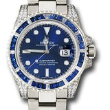 Rolex White Gold Submariner Date Watch - Sapphire And Diamond Bezel - Blue Dial - 116659 SABR bl