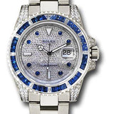 Rolex White Gold Submariner Date Watch - Sapphire And Diamond Bezel - Diamond Paved Dial - 116659 SABR dps