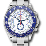 Rolex Steel Yacht-Master II 44 Watch - Matt White Dial with Blue Hands - 116680B