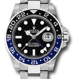 Rolex Steel GMT-Master II 40 Watch - Black And Blue Batman Bezel - Black Dial - Oyster Bracelet - 116710BLNR