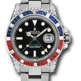 Rolex White Gold GMT-Master II 40 Watch - Sapphire Ruby Diamond Bezel - Black Dial - Oyster Bracelet - 116759SARU