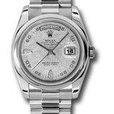 Rolex Platinum Day-Date 36 Watch - Domed Bezel - Meteorite Diamond Dial - President Bracelet - 118206 mtdp