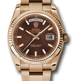 Rolex Everose Gold Day-Date 36 Watch - Fluted Bezel - Chocolate Index Dial - Oyster Bracelet - 118235 choio