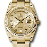 Rolex Yellow Gold Day-Date 36 Watch - Fluted Bezel - Champagne Jubilee Diamond Dial - Oyster Bracelet - 118238 chjdo