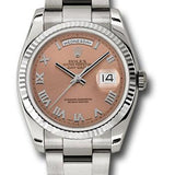 Rolex White Gold Day-Date 36 Watch - Fluted Bezel - Copper Roman Dial - Oyster Bracelet - 118239 cro