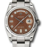 Rolex White Gold Day-Date 36 Watch - Fluted Bezel - Havana Brown Jubilee Diamond Dial - Oyster Bracelet - 118239 hbjdo