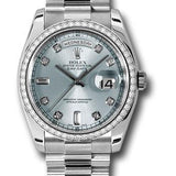 Rolex Platinum Day-Date 36 Watch -  Bezel - Glacier Blue Diamond Dial - President Bracelet - 118346 gladp