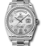 Rolex Platinum Day-Date 36 Watch -  Bezel - Mother-Of-Pearl Diamond Dial - President Bracelet - 118346 mdp