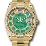 Rolex Yellow Gold Day-Date 36 Watch -  Bezel - Carousel Of Green Jade Diamond Dial - President Bracelet - 118348 cgjdp