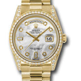 Rolex Yellow Gold Day-Date 36 Watch -  Bezel - White Mother-Of-Pearl Diamond Dial - President Bracelet - 118388 mdp