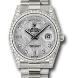 Rolex White Gold Day-Date 36 Watch -  Bezel - Meteorite Diamond Dial - President Bracelet - 118389 mtdp