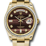 Rolex Yellow Gold Day-Date 36 Watch -  Bezel - Bulls Eye Diamond Dial - Oyster Bracelet - 118398 bedo