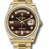 Rolex Yellow Gold Day-Date 36 Watch -  Bezel - Bulls Eye Diamond Dial - President Bracelet - 118398 bedp