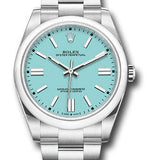 Rolex Oyster Perpetual 41 Watch - Domed Bezel - Turquoise Blue Index Dial - Oyster Bracelet - 2020 Release - 124300 tbio