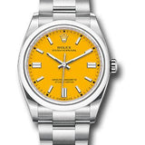 Rolex Oyster Perpetual 36 Watch - Domed Bezel - Yellow Index Dial - Oyster Bracelet - 2020 Release - 126000 yio