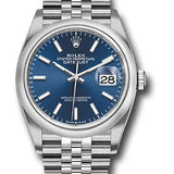 Rolex Steel Datejust 36 Watch - Domed Bezel - Blue Index Dial - Jubilee Bracelet - 2019 Release - 126200 blij