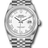 Rolex Steel Datejust 36 Watch - Domed Bezel - White Roman Dial - Jubilee Bracelet - 2019 Release - 126200 wrj