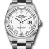 Rolex Steel Datejust 36 Watch - Domed Bezel - White Roman Dial - Oyster Bracelet - 2019 Release - 126200 wro