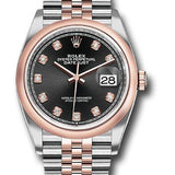 Rolex Steel and Everose Rolesor Datejust 36 Watch - Domed Bezel - Black Diamond Dial - Jubilee Bracelet - 126201 bkdj