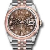 Rolex Steel and Everose Rolesor Datejust 36 Watch - Domed Bezel - Chocolate Jubilee Diamond Dial - Jubilee Bracelet - 126201 chojdj