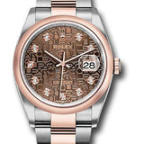 Rolex Steel and Everose Rolesor Datejust 36 Watch - Domed Bezel - Chocolate Jubilee Diamond Dial - Oyster Bracelet - 126201 chojdo