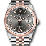 Rolex Steel and Everose Rolesor Datejust 36 Watch - Domed Bezel - Dark Rhodium Roman Dial - Jubilee Bracelet - 126201 dkrdr69j