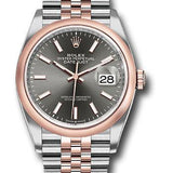 Rolex Steel and Everose Rolesor Datejust 36 Watch - Domed Bezel - Dark Rhodium Index Dial - Jubilee Bracelet - 126201 dkrij