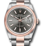 Rolex Steel and Everose Rolesor Datejust 36 Watch - Domed Bezel - Dark Rhodium Index Dial - Oyster Bracelet - 126201 dkrio