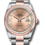 Rolex Steel and Everose Rolesor Datejust 36 Watch - Domed Bezel - Rose Roman Dial - Oyster Bracelet - 126201 rdr69o