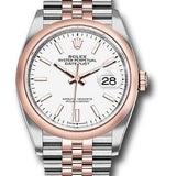 Rolex Steel and Everose Rolesor Datejust 36 Watch - Domed Bezel - White Index Dial - Jubilee Bracelet - 126201 wij