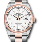 Rolex Steel and Everose Rolesor Datejust 36 Watch - Domed Bezel - White Index Dial - Oyster Bracelet - 126201 wio