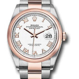 Rolex Steel and Everose Rolesor Datejust 36 Watch - Domed Bezel - White Roman Dial - Oyster Bracelet - 126201 wro