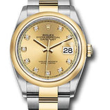 Rolex Steel and Yellow Gold Rolesor Datejust 36 Watch - Domed Bezel - Champagne Diamond Dial - Oyster Bracelet - 126203 chdo