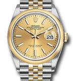 Rolex Steel and Yellow Gold Rolesor Datejust 36 Watch - Domed Bezel - Champagne Index Dial - Jubilee Bracelet - 126203 chij