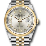 Rolex Steel and Yellow Gold Rolesor Datejust 36 Watch - Domed Bezel - Silver Roman Dial - Jubilee Bracelet - 126203 sdr69j