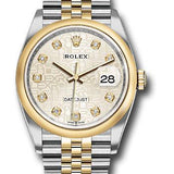 Rolex Steel and Yellow Gold Rolesor Datejust 36 Watch - Domed Bezel - Silver Jubilee Diamond Dial - Jubilee Bracelet - 126203 sjdj