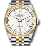 Rolex Steel and Yellow Gold Rolesor Datejust 36 Watch - Domed Bezel - White Index Dial - Jubilee Bracelet - 126203 wij