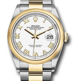 Rolex Steel and Yellow Gold Rolesor Datejust 36 Watch - Domed Bezel - White Roman Dial - Oyster Bracelet - 126203 wro