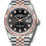 Rolex Steel and Everose Rolesor Datejust 36 Watch - Fluted Bezel - Black Diamond Dial - Jubilee Bracelet - 126231 bkdj