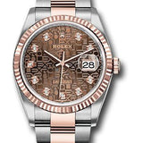 Rolex Steel and Everose Rolesor Datejust 36 Watch - Fluted Bezel - Chocolate Jubilee Diamond Dial - Oyster Bracelet - 126231 chojdo