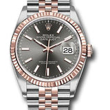 Rolex Steel and Everose Rolesor Datejust 36 Watch - Fluted Bezel - Dark Rhodium Index Dial - Jubilee Bracelet - 126231 dkrij