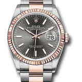 Rolex Steel and Everose Rolesor Datejust 36 Watch - Fluted Bezel - Dark Rhodium Index Dial - Oyster Bracelet - 126231 dkrio