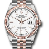 Rolex Steel and Everose Rolesor Datejust 36 Watch - Fluted Bezel - White Index Dial - Jubilee Bracelet - 126231 wij