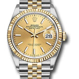 Rolex Steel and Yellow Gold Rolesor Datejust 36 Watch - Fluted Bezel - Champagne Index Dial - Jubilee Bracelet - 126233 chij